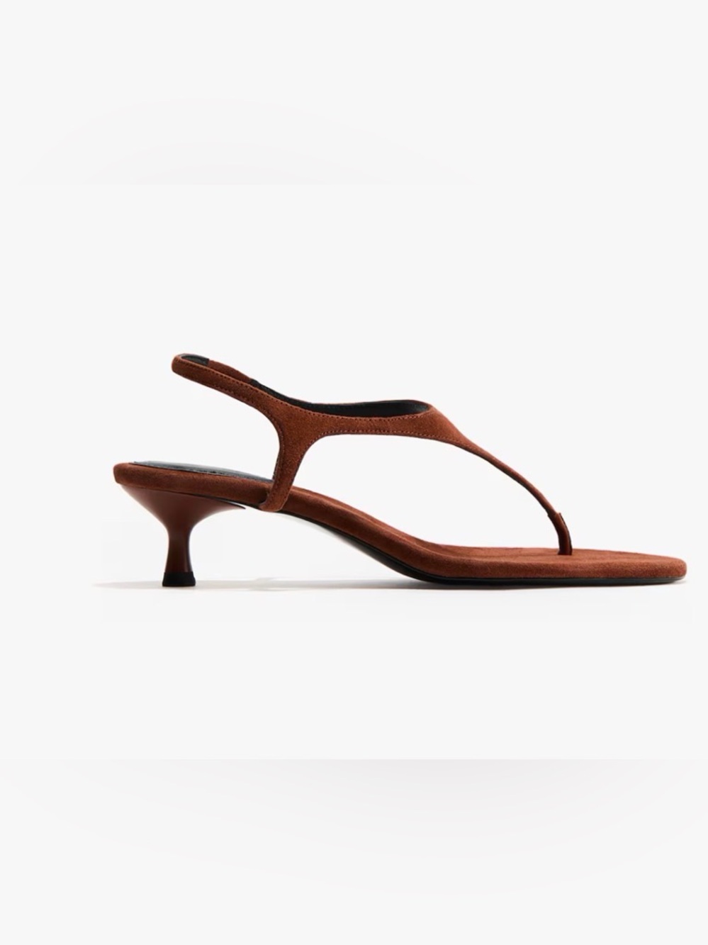 H&M Edition Thong Styled Brown Suede Kitten Heel  Sandal Sizes 7& 8 NWT - Picture 4 of 10